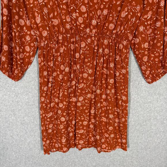 Ana Dress XS‎ Mini Flowy Boho Cowgirl Rodeo Skater Mediterranean Y2K Rust Burnt - Picture 11 of 12